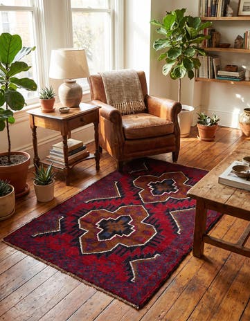 3' x 4' 7 Hand Knotted Balouch Persian Wool Rug