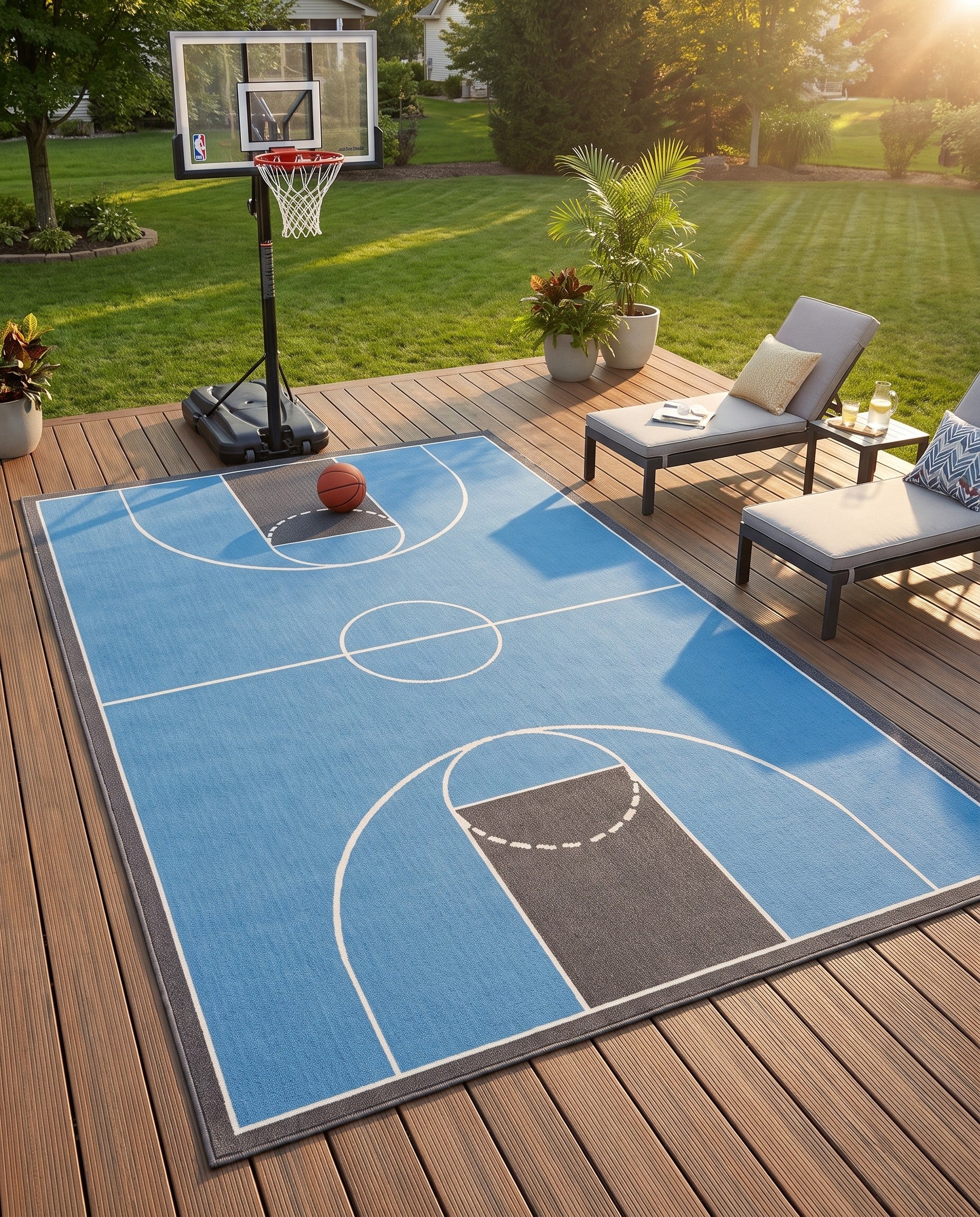 5' 3 x 8' Easy-Clean Modem Indoor / Outdoor Rug