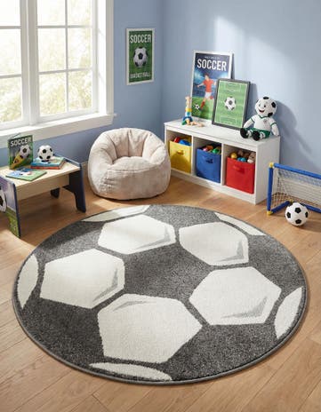 Black and White Whimsy Kids Round Rug