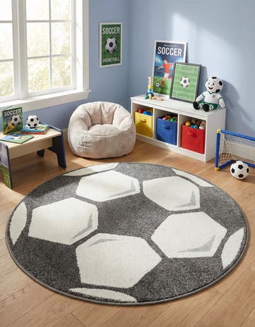 Black and White Whimsy Kids Round Rug