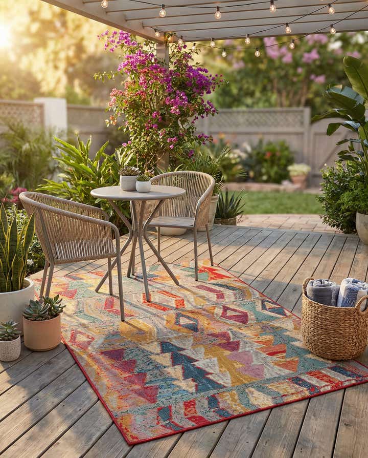 3' 3 x 5' 3 Easy-Clean Modern Indoor / Outdoor Rug