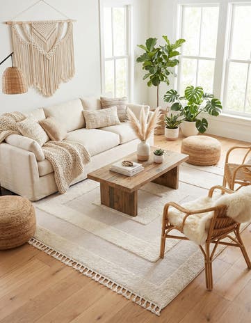 Ivory Boho Square Rug