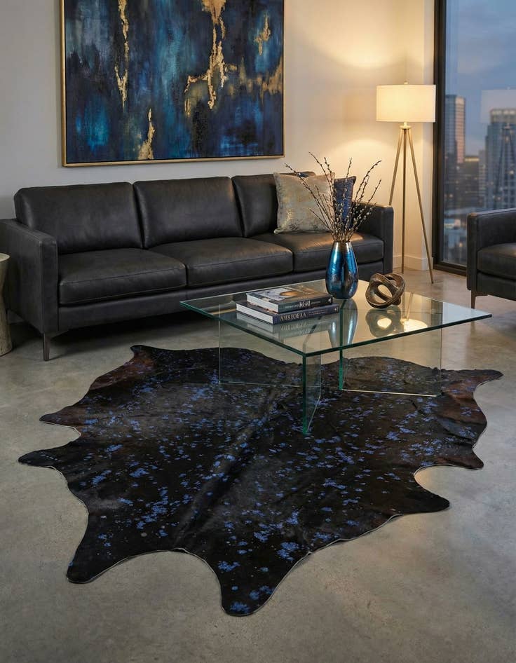 Detail image of 6' 5 x 6' 9 Cowhide Leather Square Rug