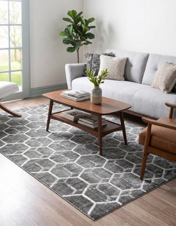 Grey Lattice Trellis Rug