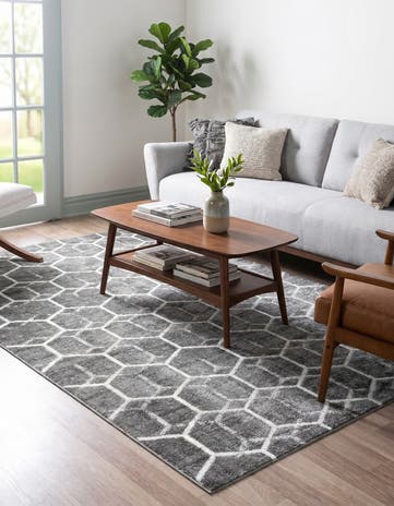 Grey Lattice Trellis Rug
