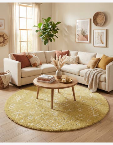 Yellow Marrakesh Shag Round Rug