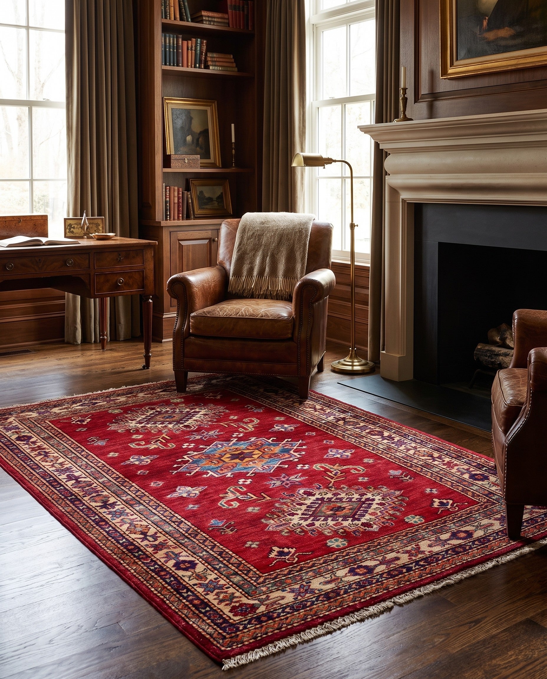 3' 4 x 4' 11 Hand Knotted Kazak Rug