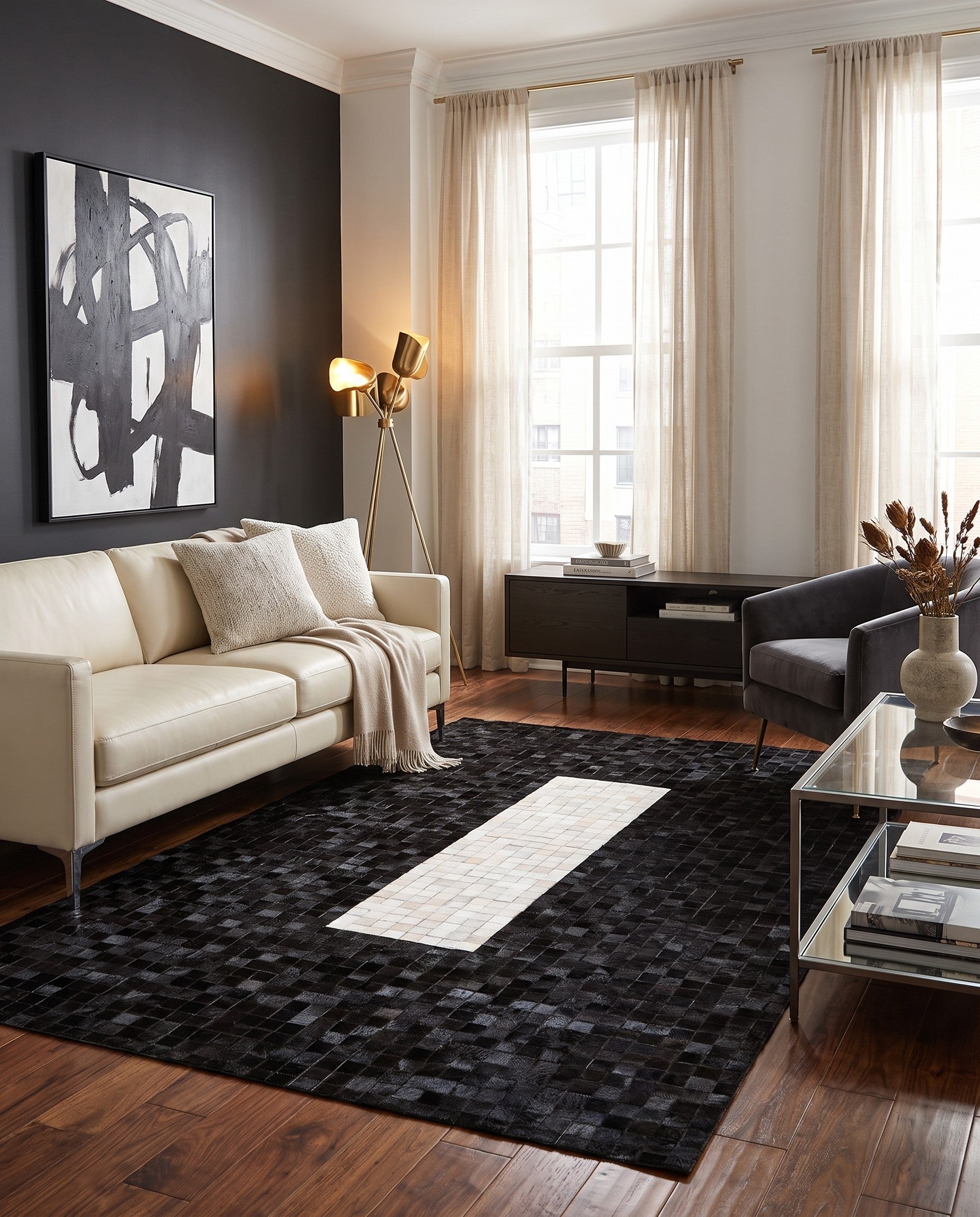 4' 11 x 7' 10 Cowhide Stocks Rug