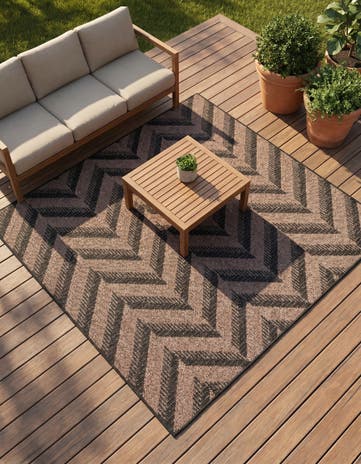 Brown Easy-Clean Modern Indoor / Outdoor Square Rug