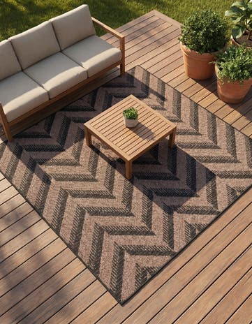 Brown Easy-Clean Modern Indoor / Outdoor Square Rug