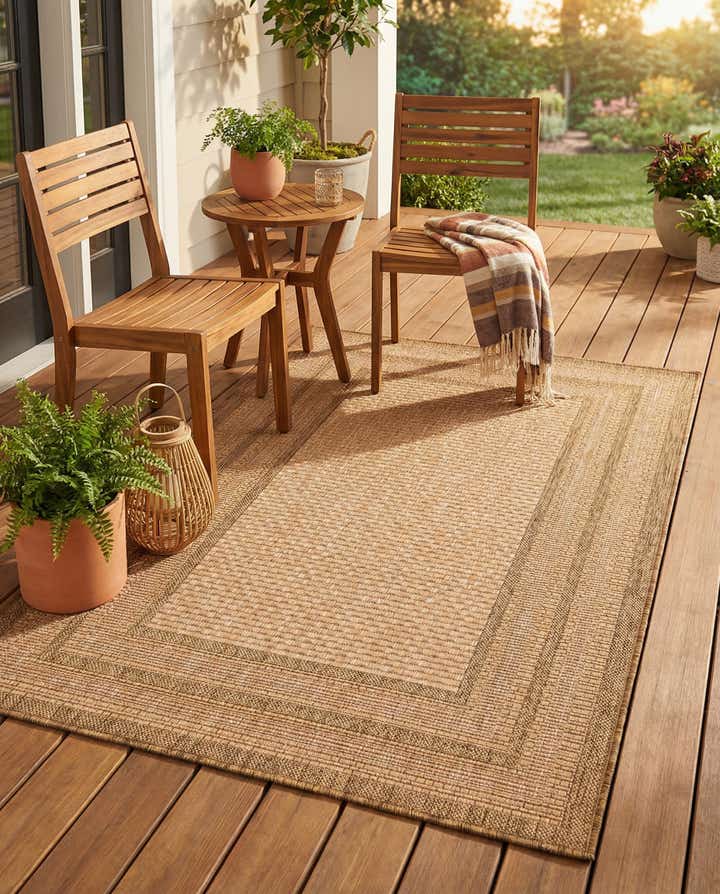 3' 3 x 5' Easy-Clean Border Indoor / Outdoor Rug