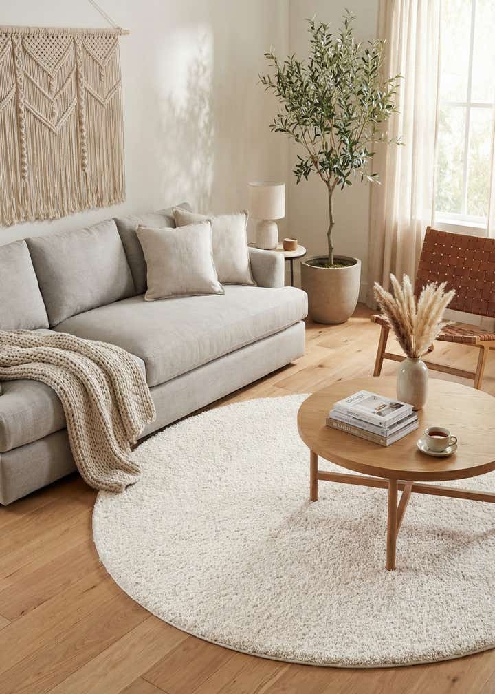 8' x 8' Solid Frieze Round Rug