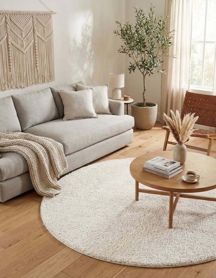 Detail image of 8' x 8' Solid Frieze Round Rug