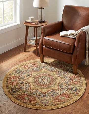 Beige Amina Round Rug