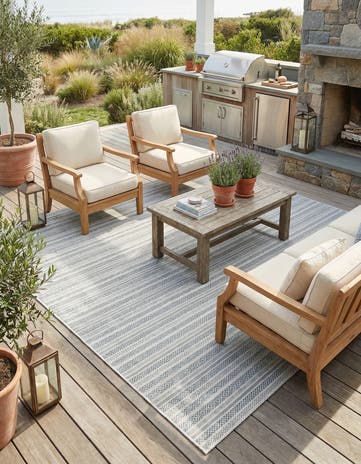 7' 10 x 11' Easy-Clean Ribbon Indoor / Outdoor Rug