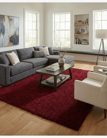 Cherry Red Solid Shag Rug