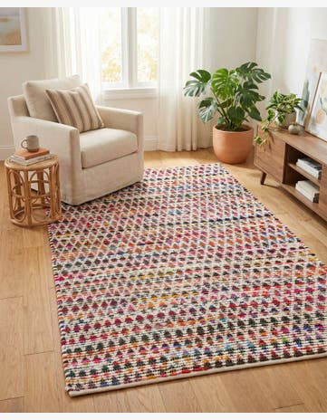 5' 1 x 8' Hand Woven Braided Chindi Rug