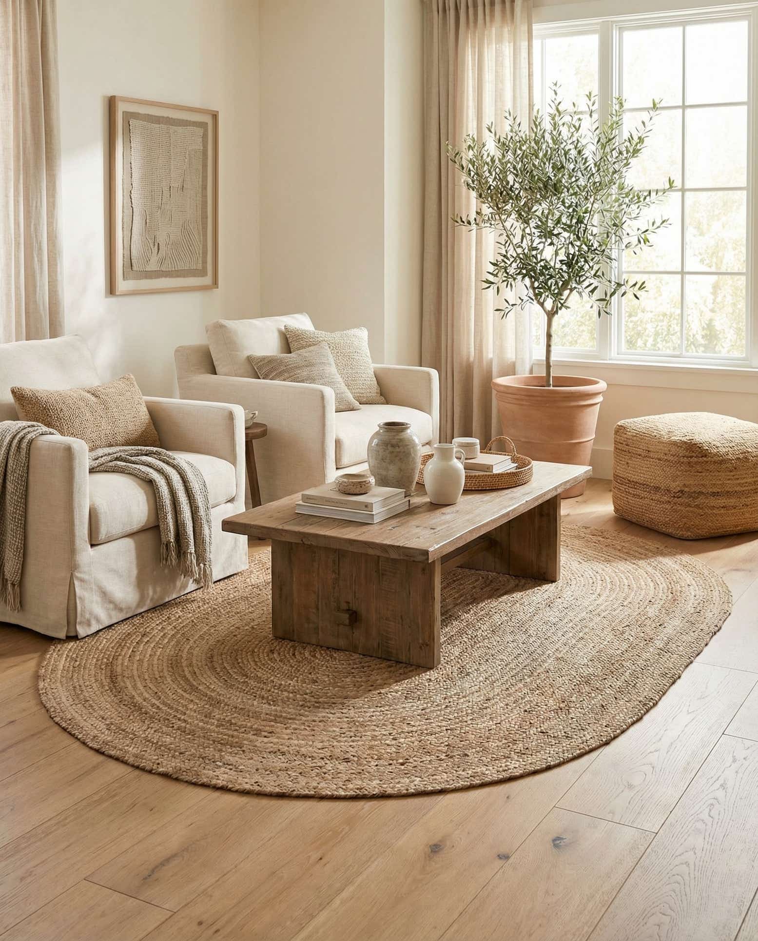 5' 10 x 8' 10 Handmade Braided Jute Oval Rug