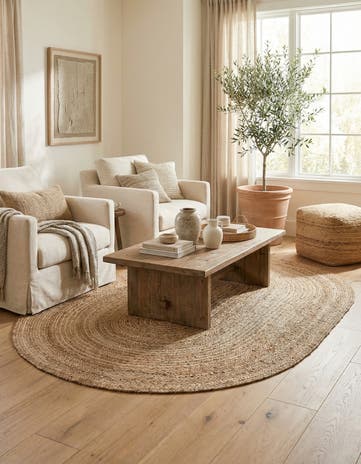 5' 10 x 8' 10 Handmade Braided Jute Oval Rug