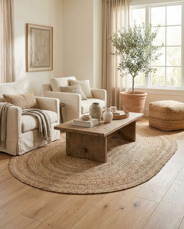 5' 10 x 8' 10 Handmade Braided Jute Oval Rug