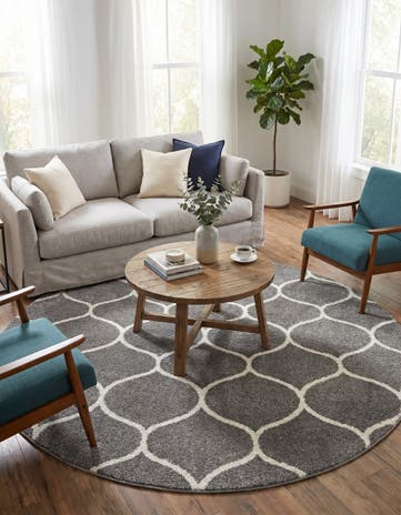 7' 10 x 7' 10 Lattice Frieze Round Rug