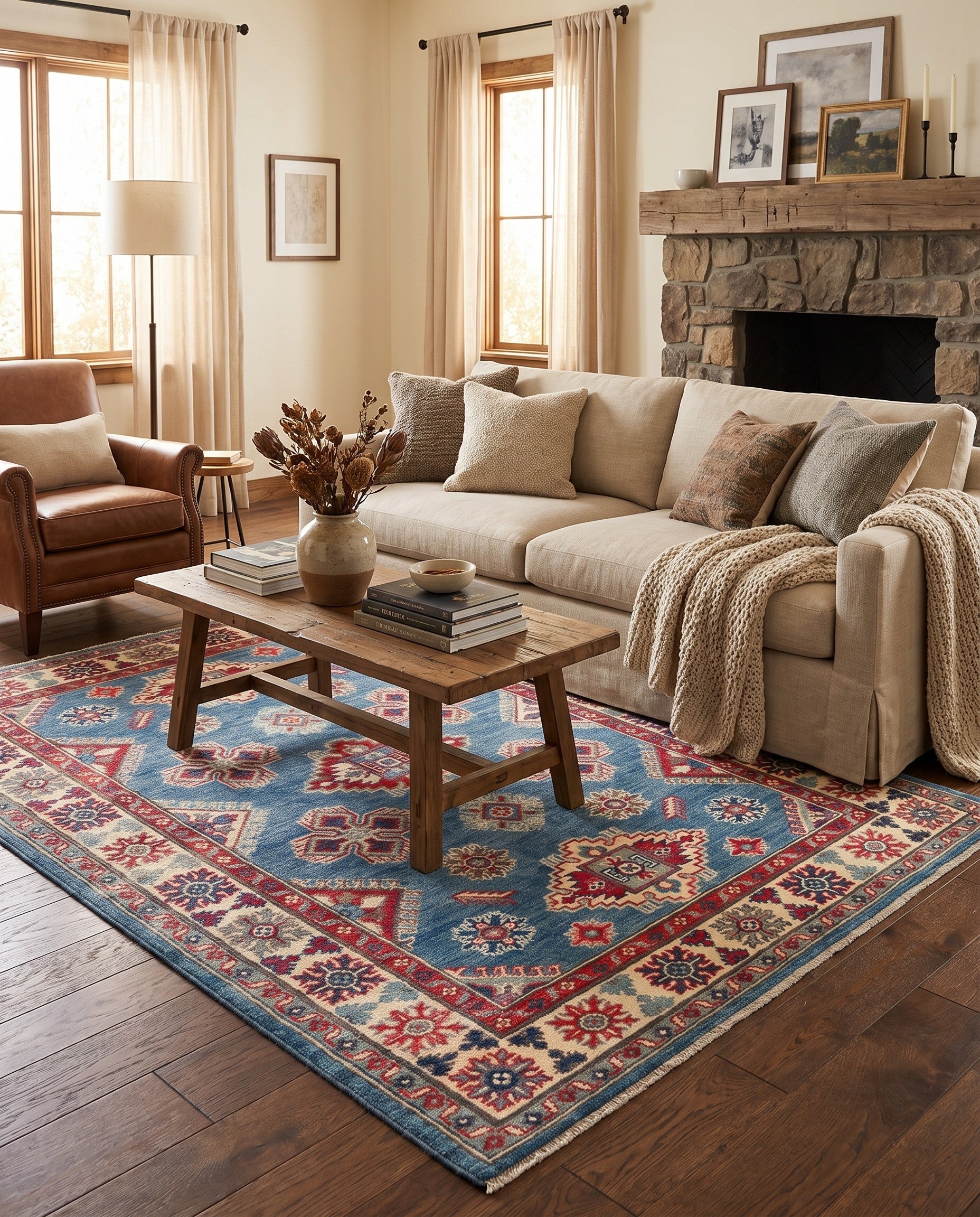 4' 3 x 6' 5 Hand Knotted Kazak Rug
