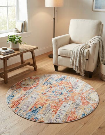 Orange Vega Round Rug