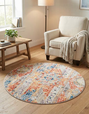 Orange Madrid Round Rug