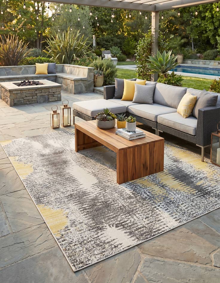 Detail image of 8' x 10' Easy-Clean Modern Indoor / Outdoor Rug