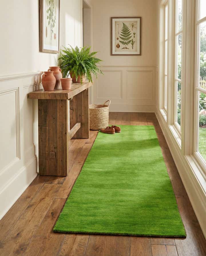 2' 7 x 9' 10 Hand Knotted Solid Gabbeh Wool Runner Rug