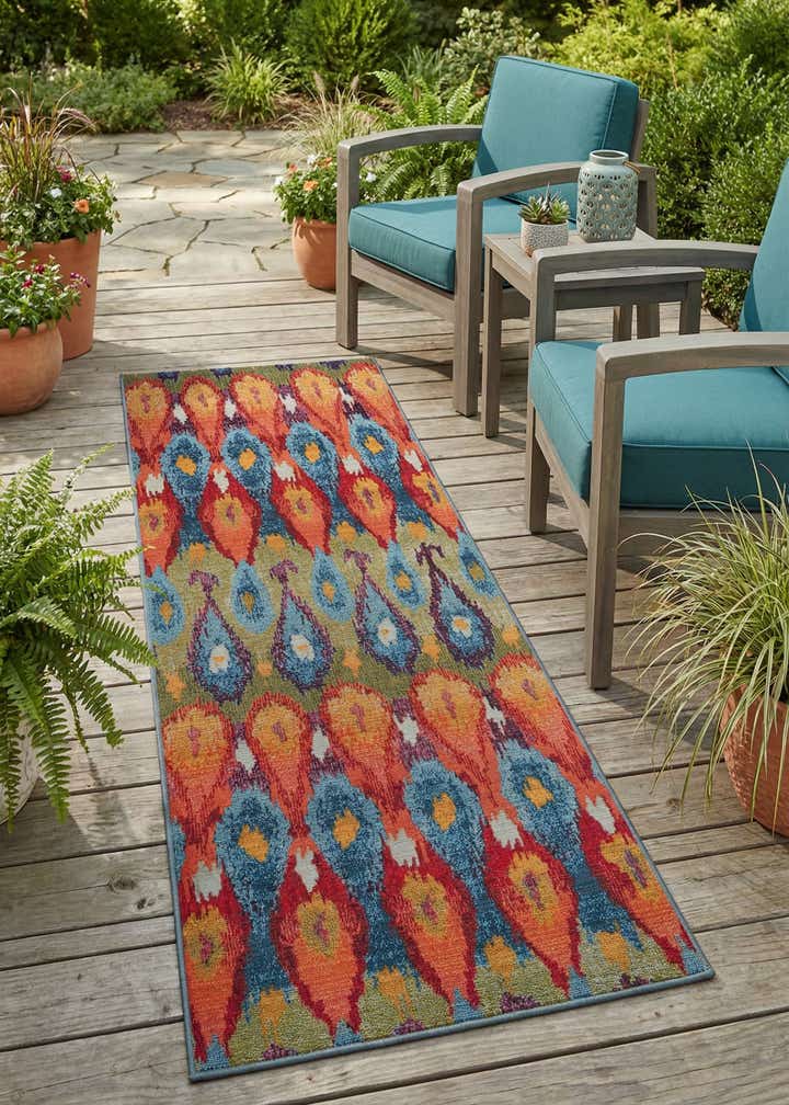 2' 7 x 7' Easy-Clean Modern Indoor / Outdoor Runner Rug