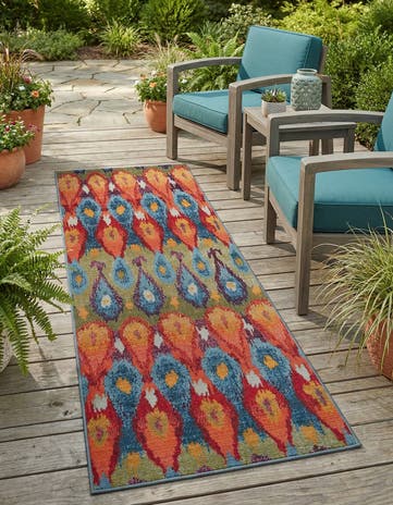 2' 7 x 7' Easy-Clean Modern Indoor / Outdoor Runner Rug