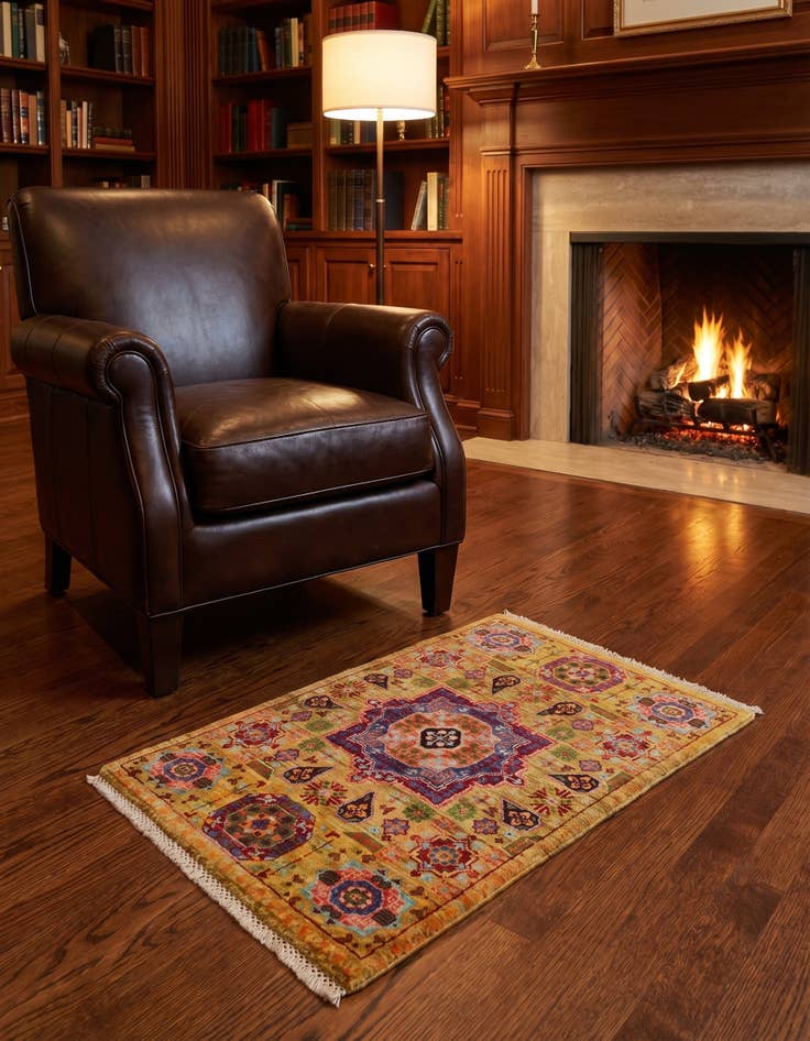 Detail image of 2' x 3' 1 Hand Knotted Mamluk Ziegler Rug