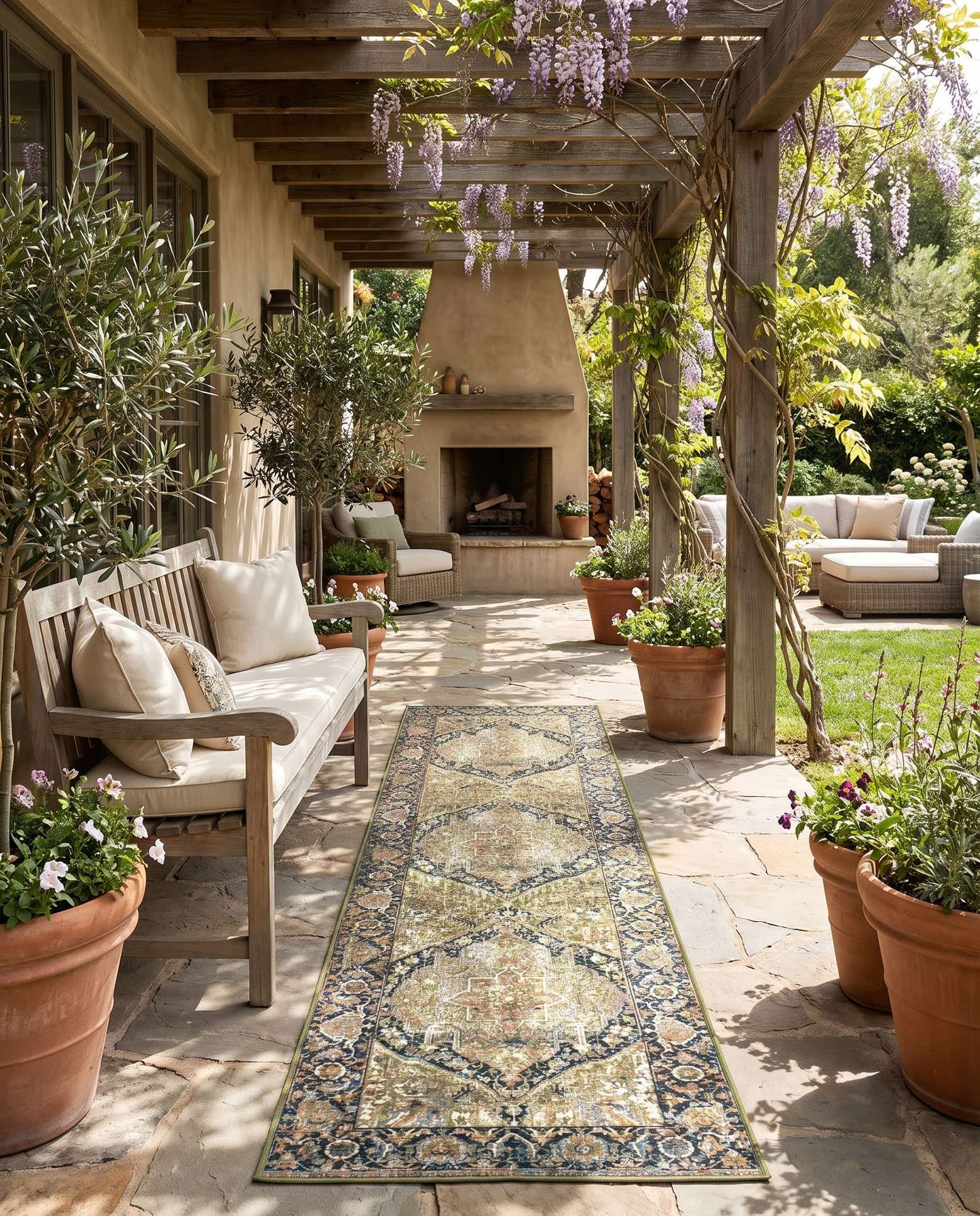 2' 7 x 10' Easy-Clean Traditional Indoor / Outdoor Runner Rug