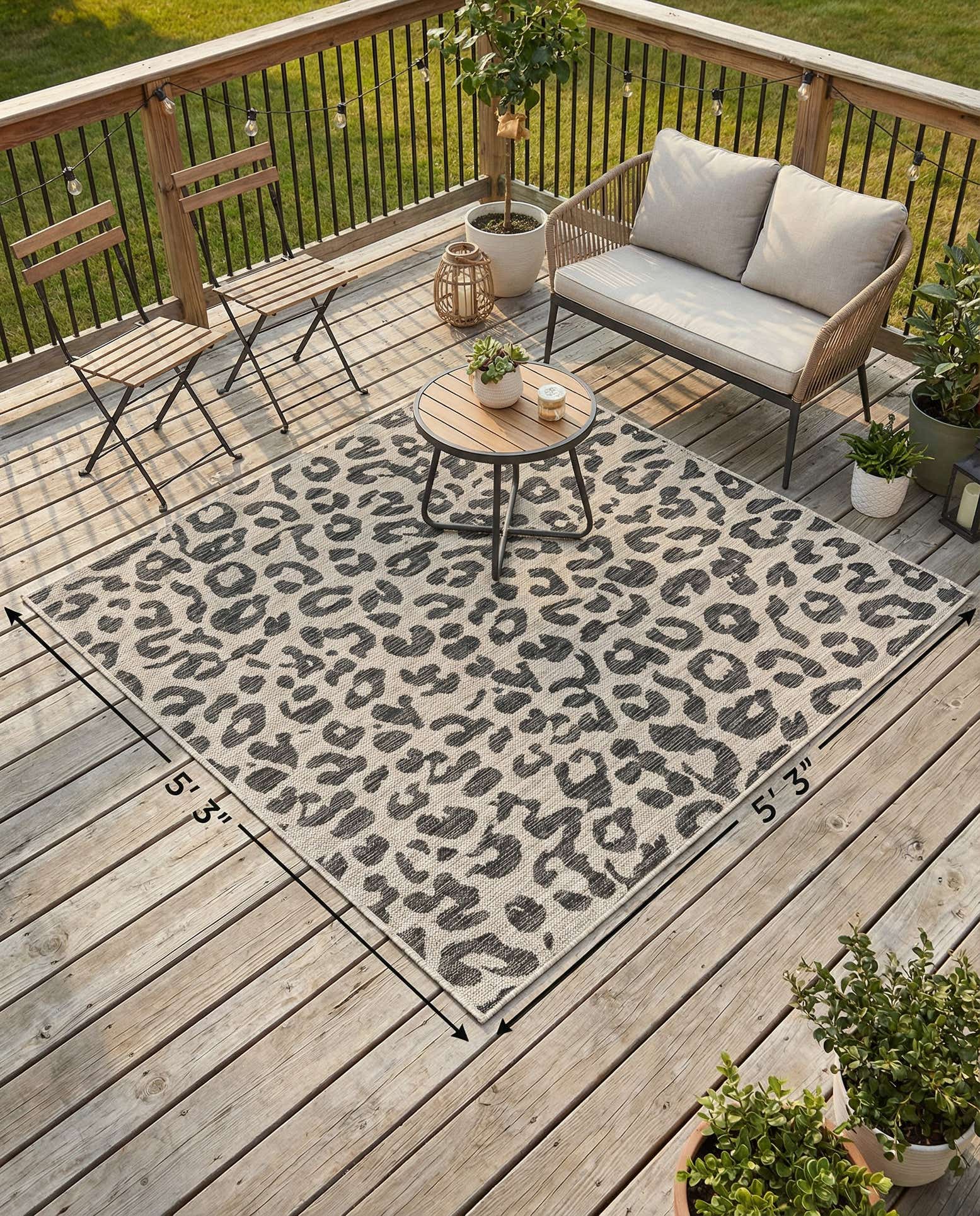5' 3 x 5' 3 Easy-Clean Safari Indoor / Outdoor Square Rug