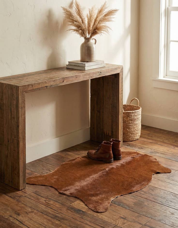 Detail image of 1' 8 x 2' 7 Cowhide Leather Rug