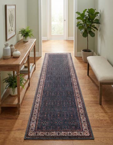 Antique Navy Blue Yara Runner Rug