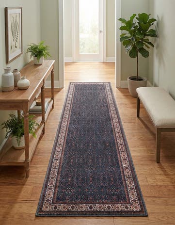 Antique Navy Blue Yara Runner Rug