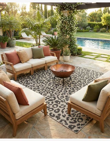 Light Gray Easy-Clean Safari Indoor / Outdoor Square Rug