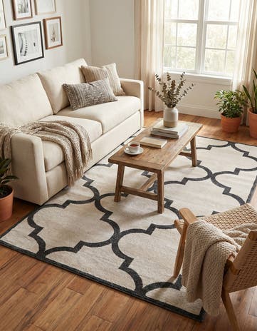 Beige and Black Lattice Rug