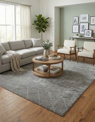 Gray and Silver Vogue Geo Square Rug