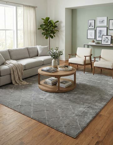 Gray and Silver Vogue Geo Square Rug