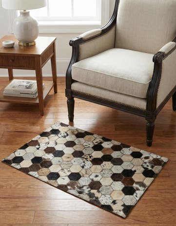 2' x 3' Cowhide Leather Rug