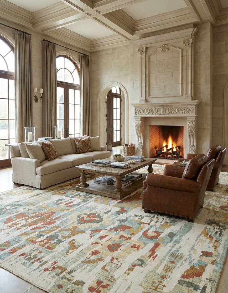 Detail image of 10' 2 x 16' 6 Hand Knotted Oushak Rug