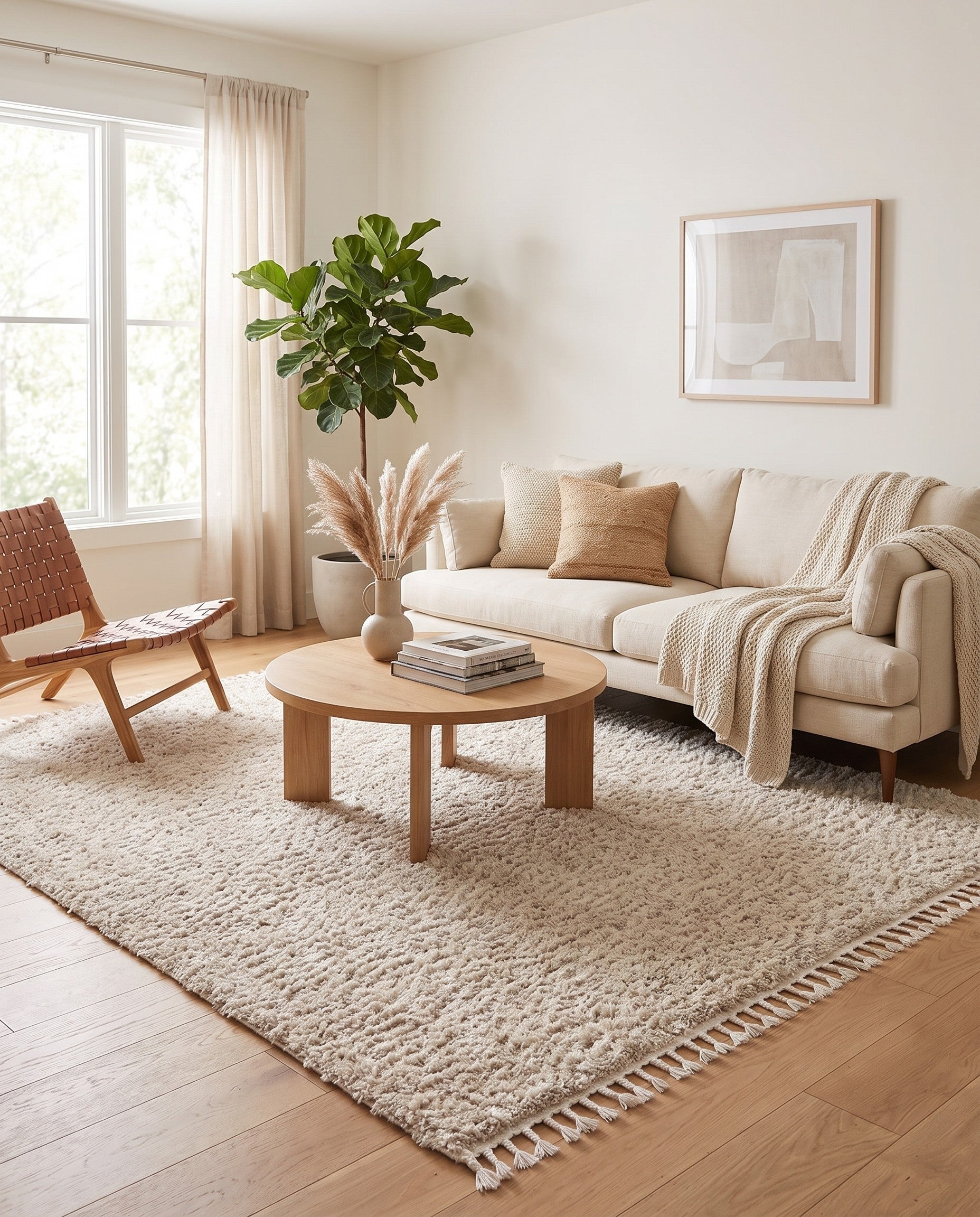 Ivory Lagom Shag Quadrat Teppich