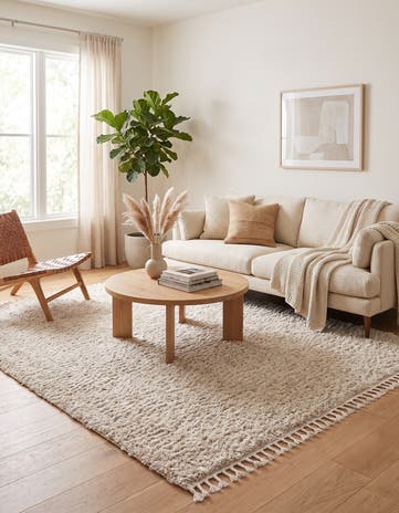 Ivory Lagom Shag Quadrat Teppich