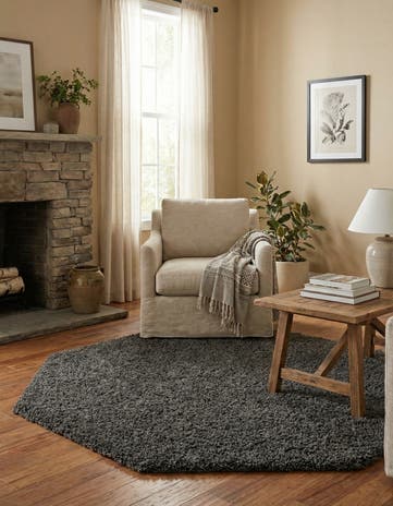 6' x 6' Solid Shag Octagon Rug