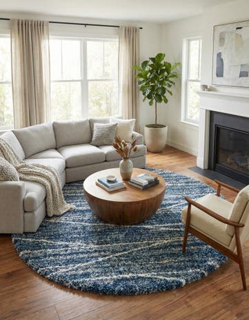 Blue Serenity Shag Round Rug