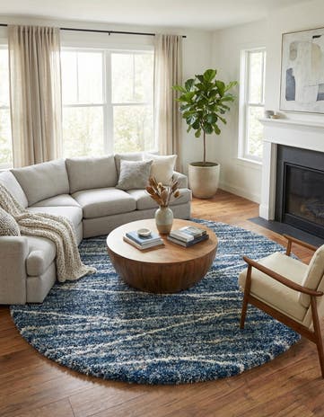 Blue Serenity Shag Round Rug