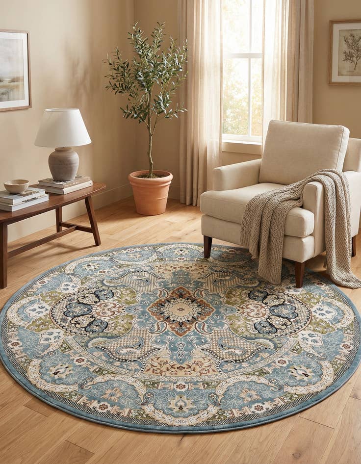 Detail image of 5' 3 x 5' 3 Nain Design Round Rug